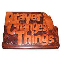 Trätavla - Prayer changes things